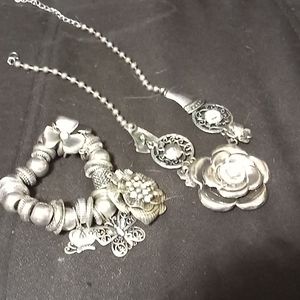 Rose themed bracelet and necklace